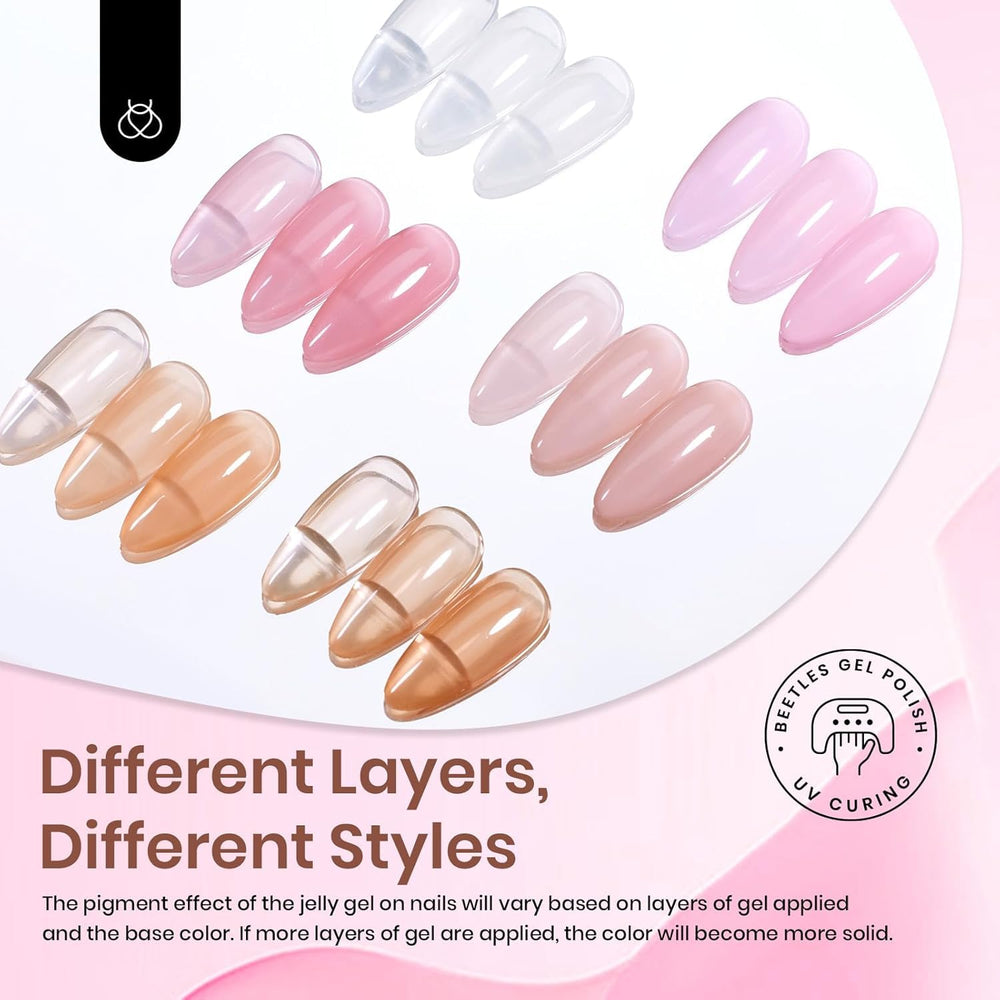 Beetles Sheer Elegance Nude swatches on nails highlighting sheer coverage for diverse skin tones