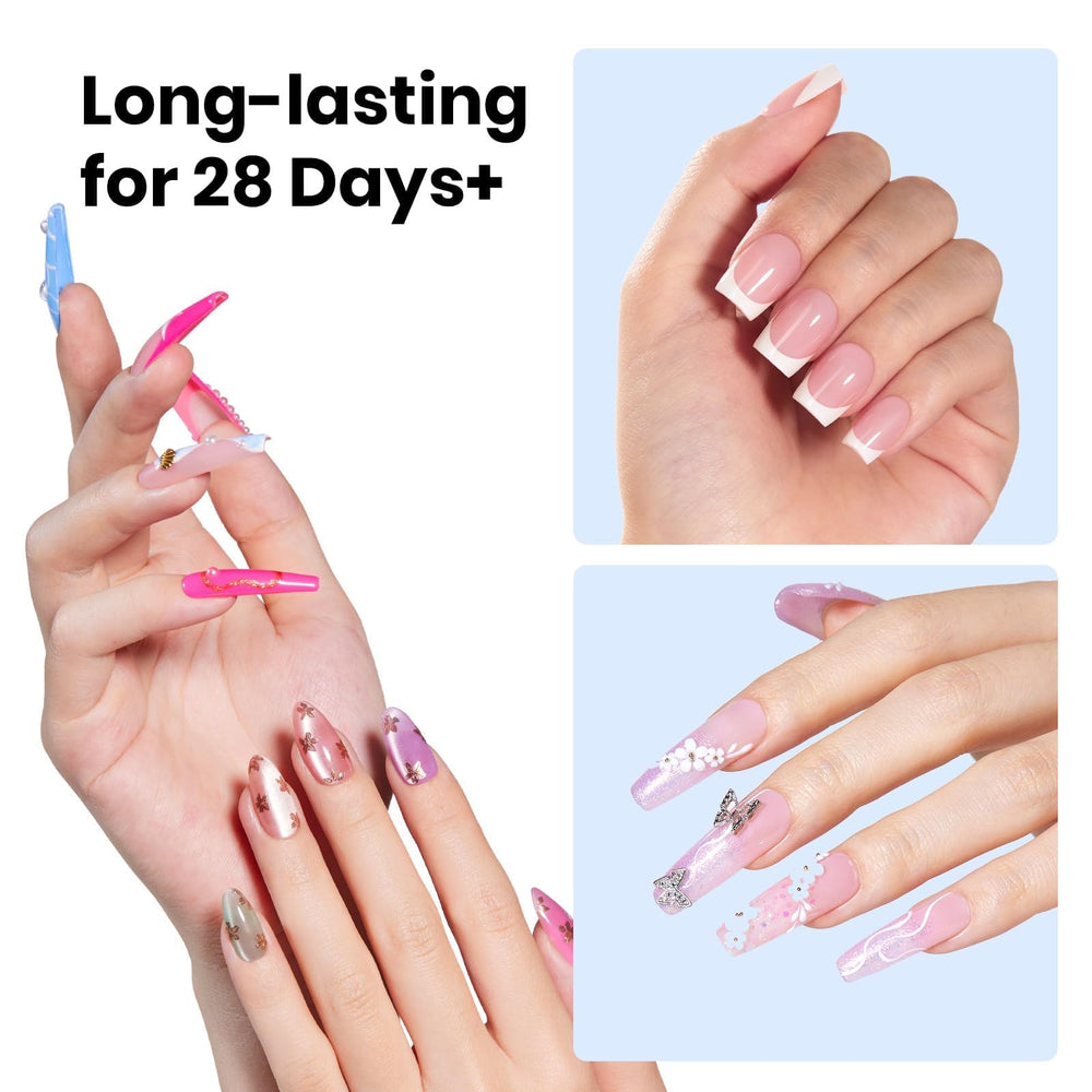 Beetles glue gel cures all five nails at once under lamp.