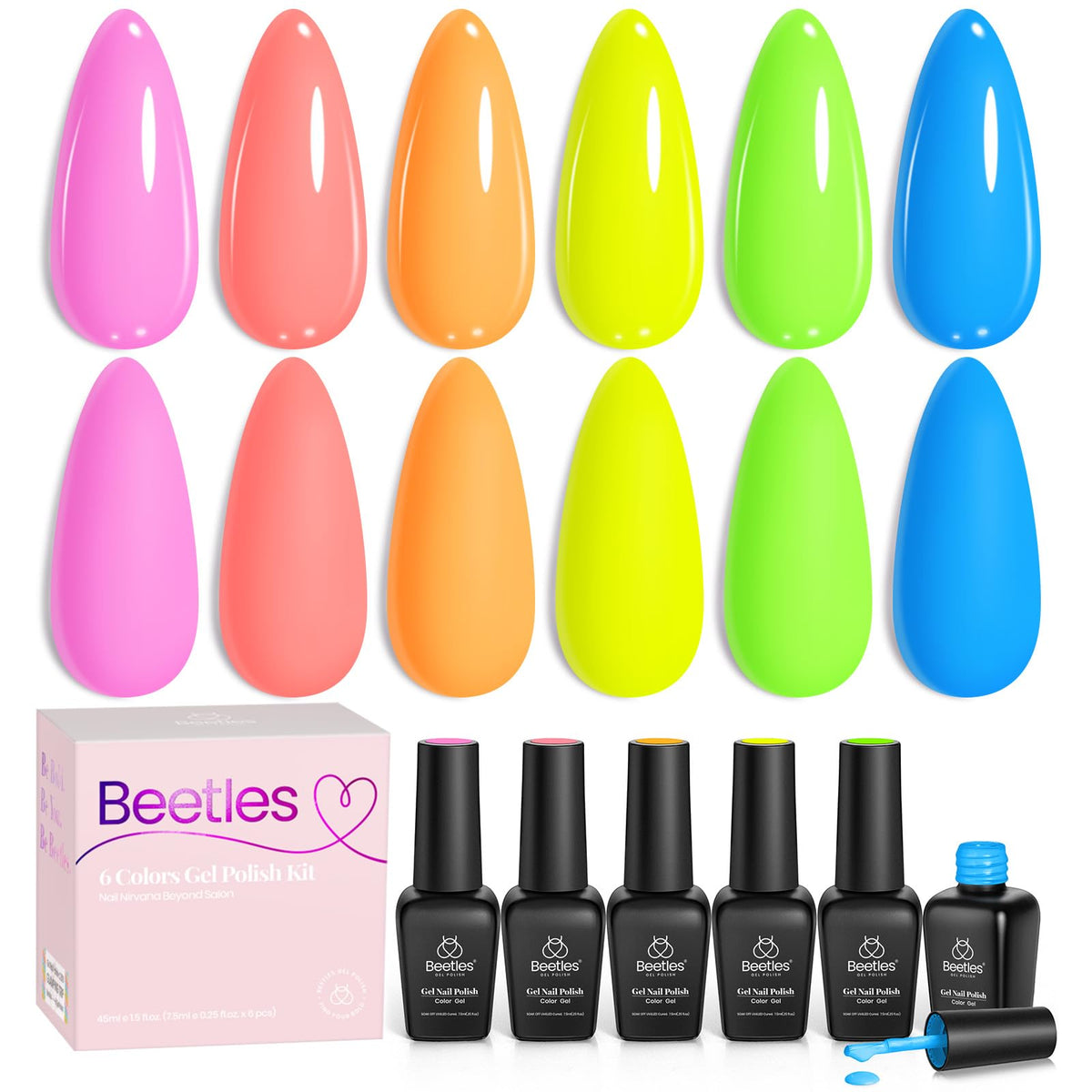 Beetles Gel Polish neon hot pink swatch for bold, vibrant nails