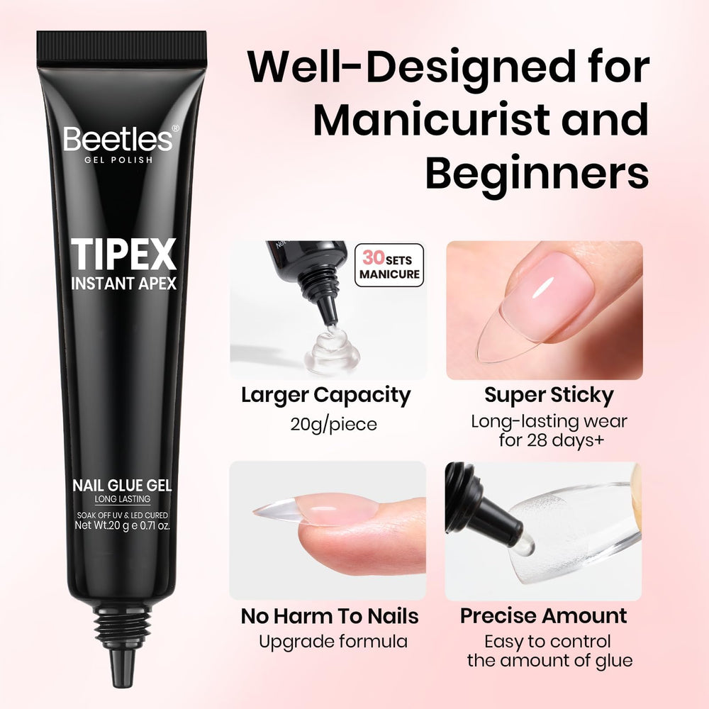 Beetles Tipex Nail Glue Gel 20g glass-like liquid finish shines naturally