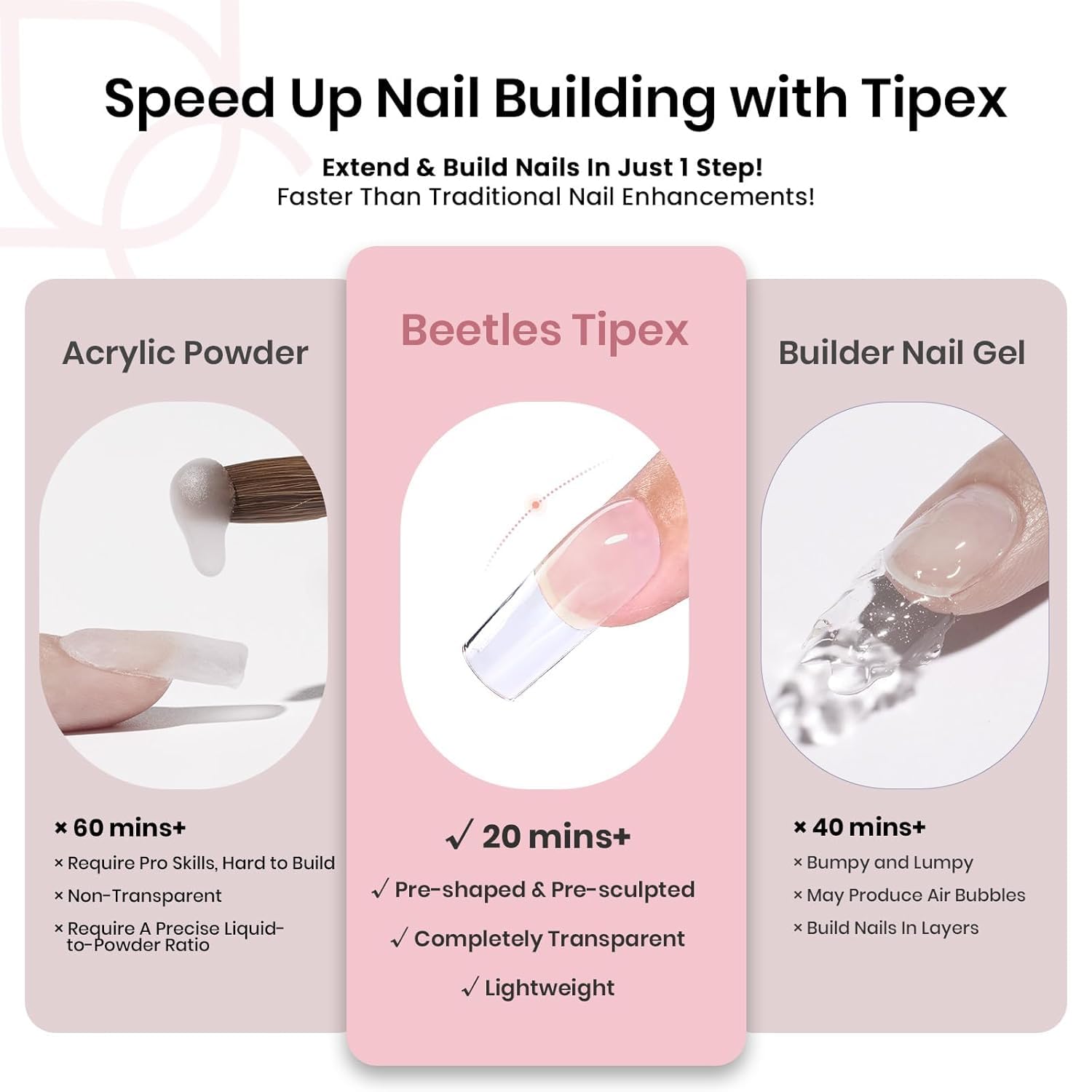 Beetles Tipex solid nail glue squeeze tube for tidy, mess-free application.
