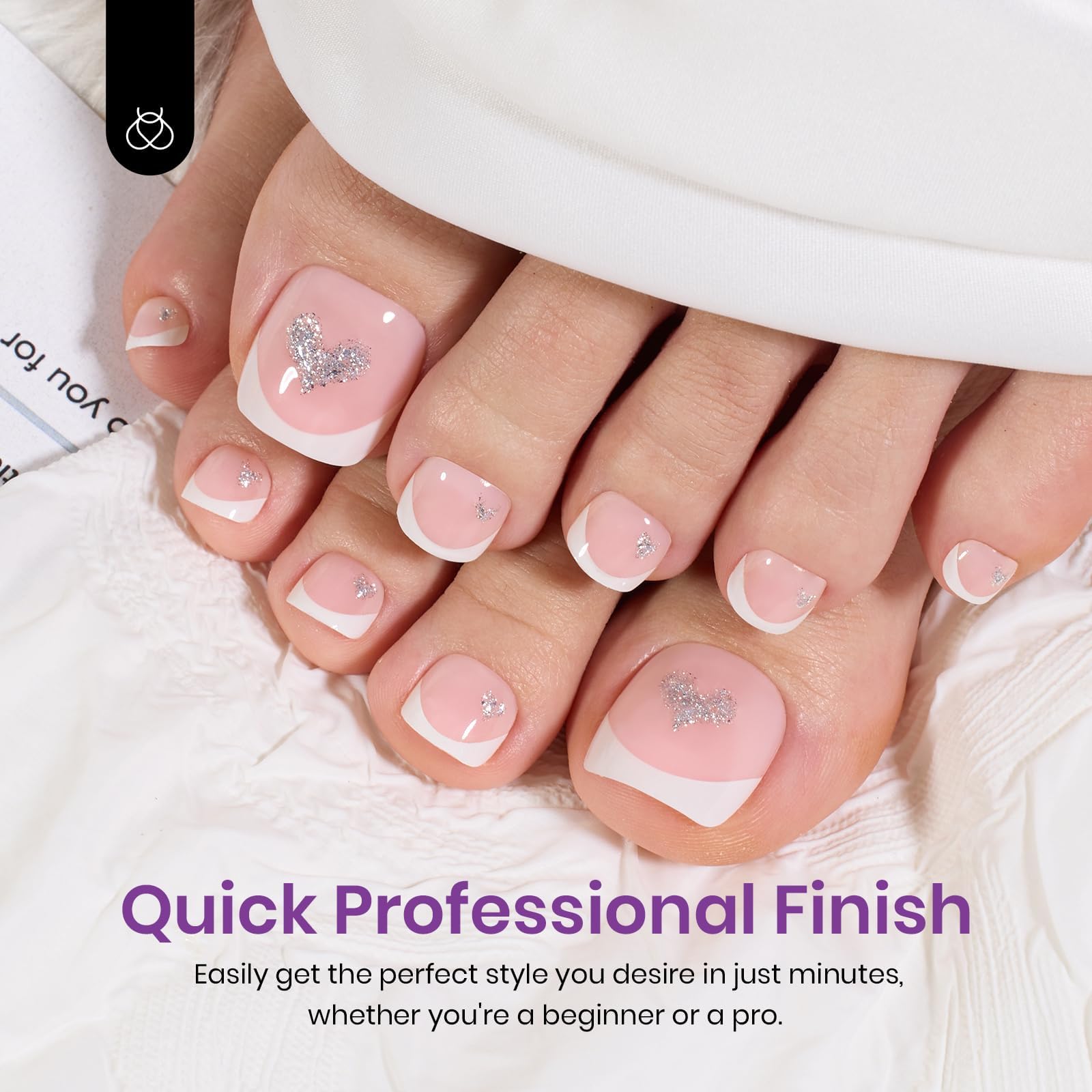 Beetles X Press Plus pink short square toe nails for quick pedicures