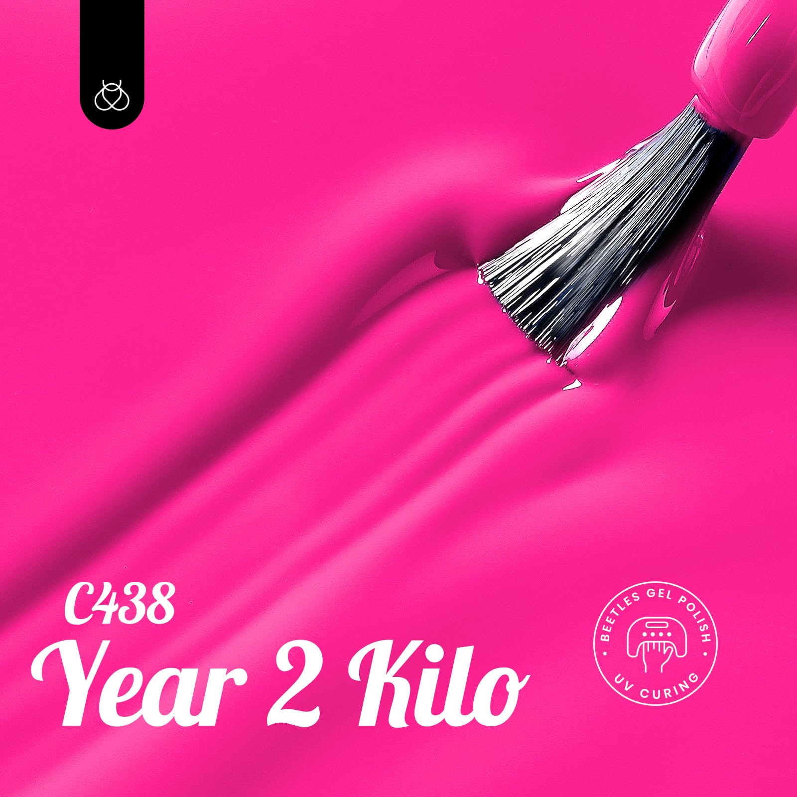 Beetles year-2 hot pink swatch shows rich color payoff and smooth coverage