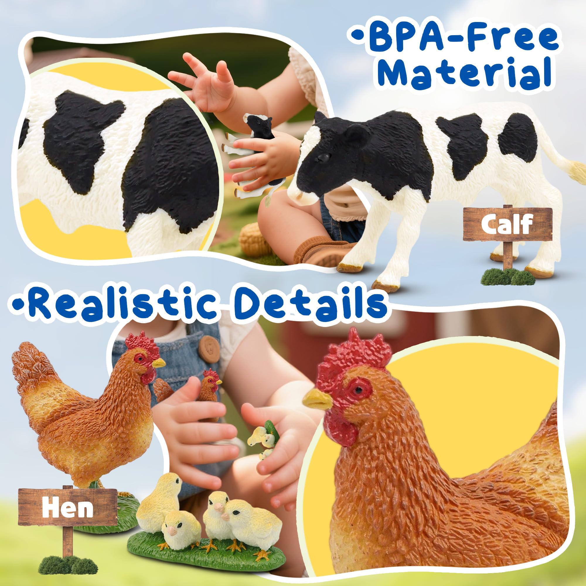 Beetots Farm Animals Set Rooster figurine for classroom decor or playtime.
