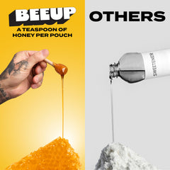 BeeUp honey-teaspoon visual emphasizes natural sweetness in every bite.