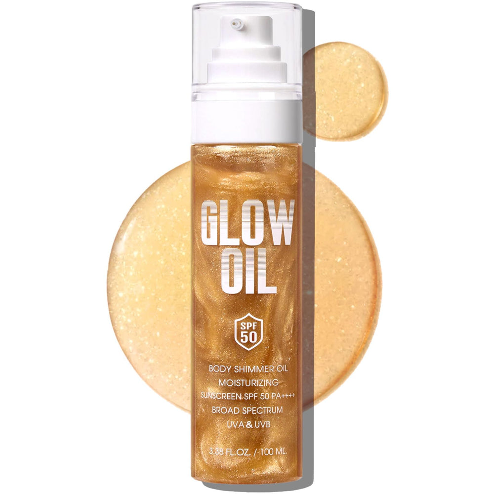 BEFIVECOK Body Glow Oil SPF50 bottle with sun protection and radiance