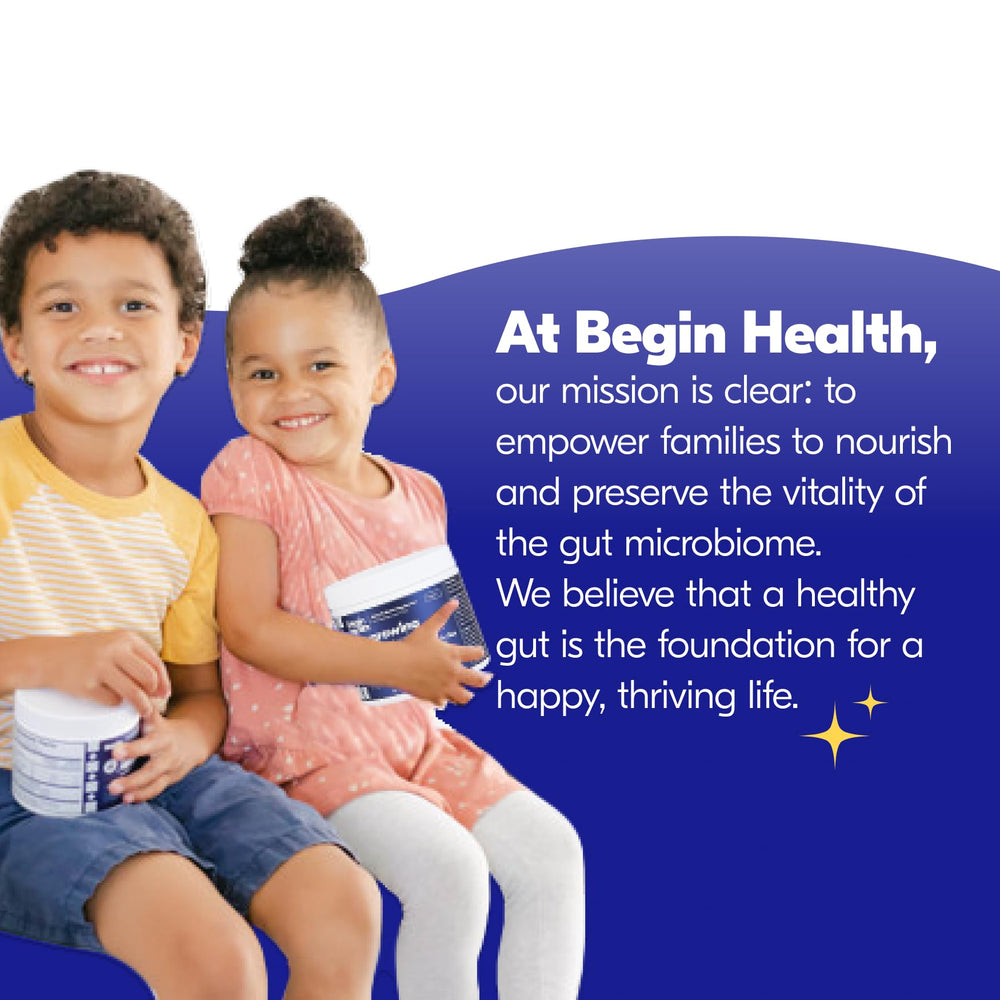 Begin Health pediatric-friendly powder makes daily gut support easy for kids