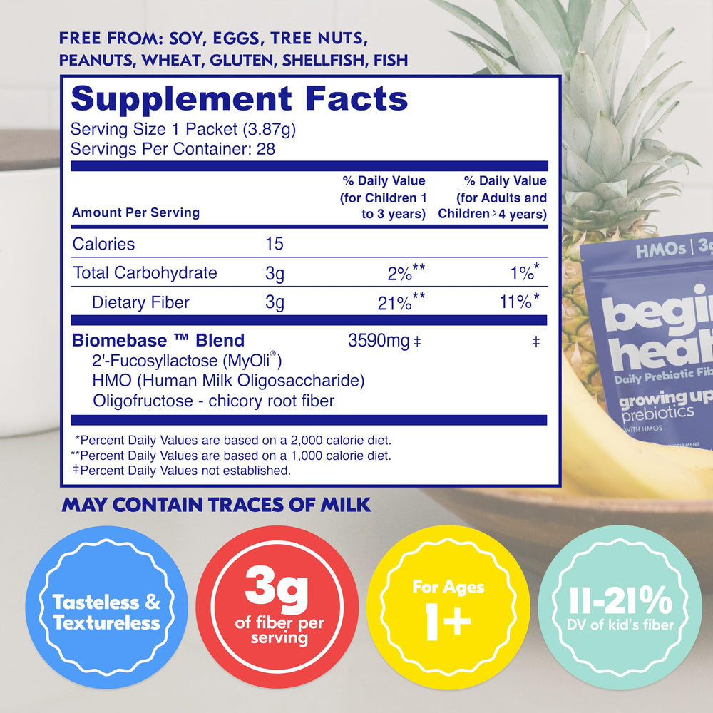 Begin Health prebiotic powder dissolves easily in drinks for daily use