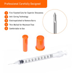 Beicok half-cc syringe with 32G 5/16in 8mm U-100 for measured dosing