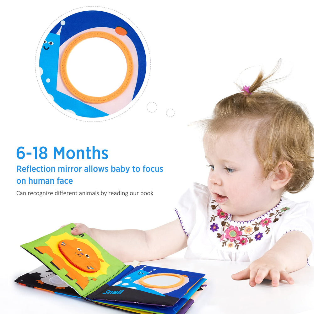 Beiens Soft Baby Books baby-safe mirror page helps focus on faces