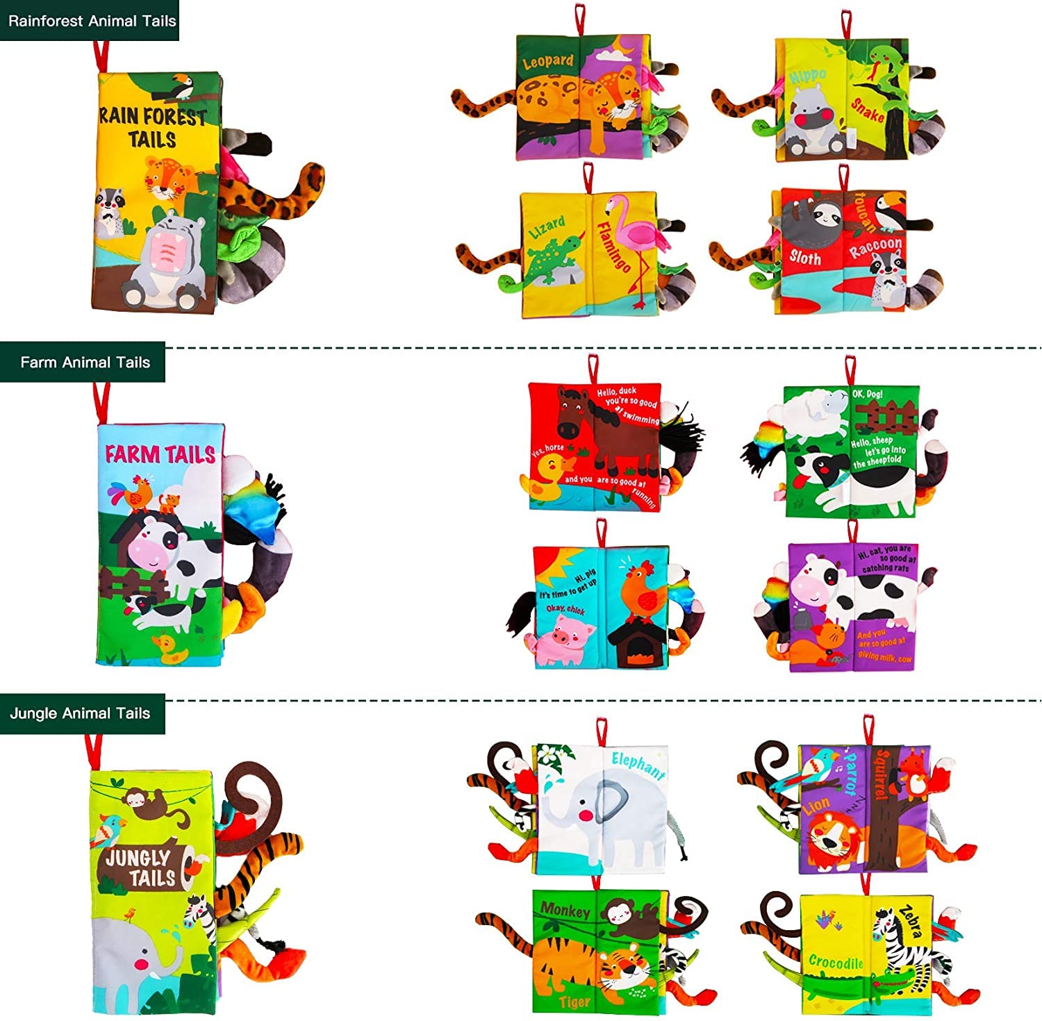 beiens soft cloth pages with textured tails enhance tactile discovery during playtime