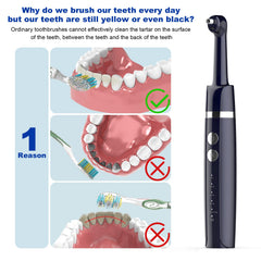 Beiermu Tooth Polisher with 6 brush heads for thorough cleaning and polishing.