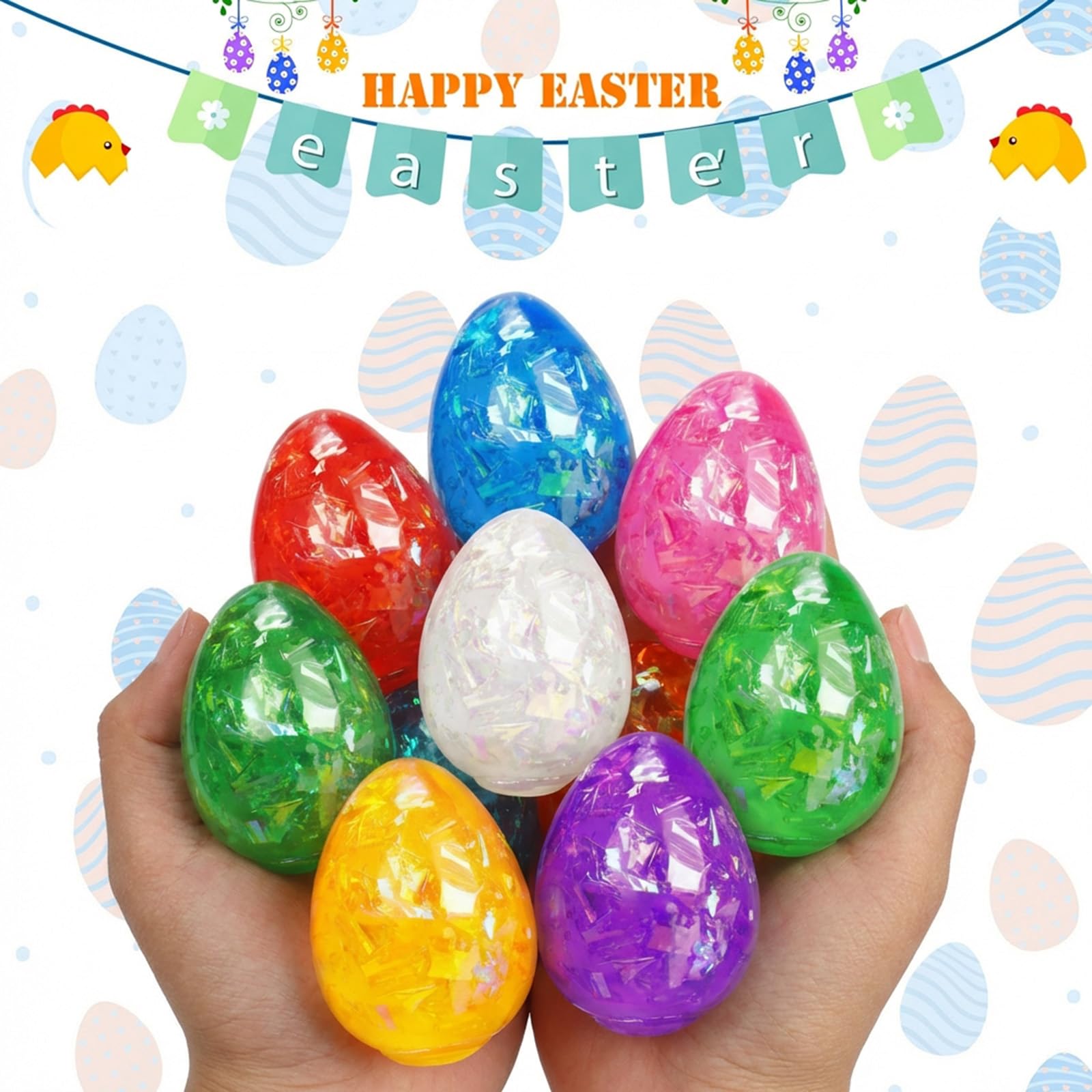 BEIGUO Easter Egg Stress Ball orange confetti portable stress relief