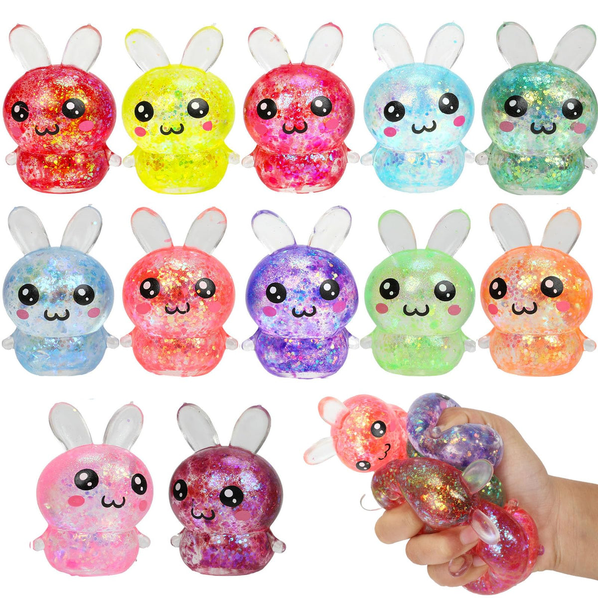 BEIGUO Easter glitter bunny stress ball close-up for kid-friendly fidget play