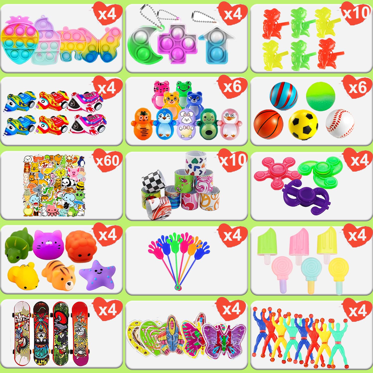Beilunt 132-pcs party favors assorted toy set on display for celebrations.