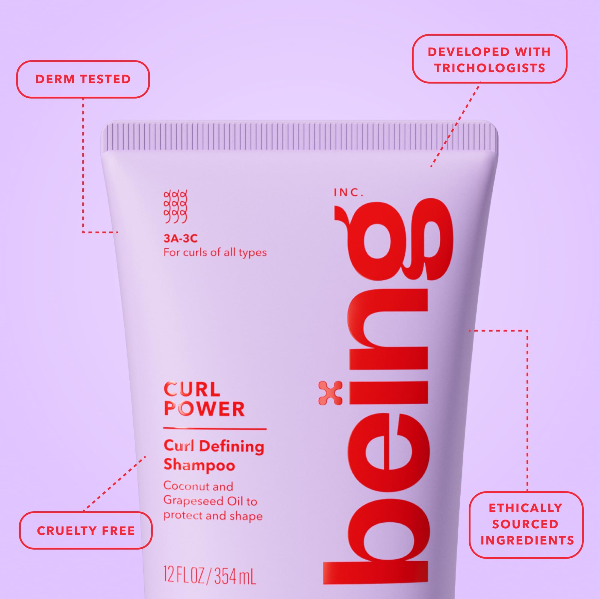 Ingredient shot featuring coconut oil highlights nourishing options for BEING INC CURL POWER.