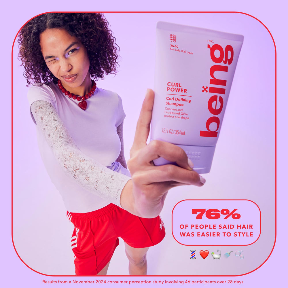 Ingredient shot with grapeseed oil showcases lightweight hydration from BEING INC CURL POWER.