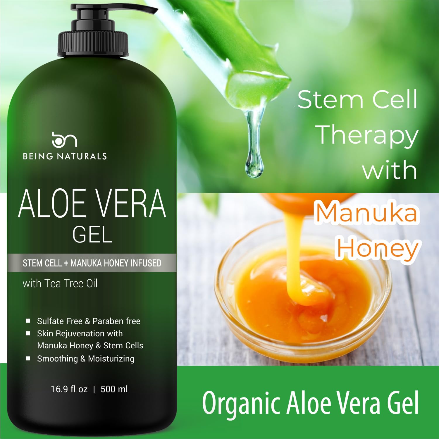 Being Naturals Aloe Gel absorbs quickly with no sticky residue