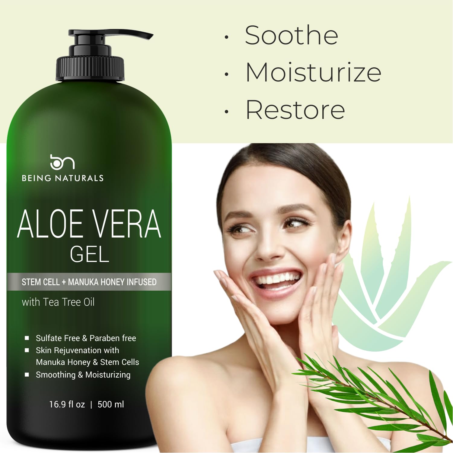 Being Naturals Aloe Gel cools sunburn and irritated skin