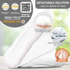 Beisurznga cushion laid flat demonstrates 32 by 19 inch size ideal for supervised tummy time