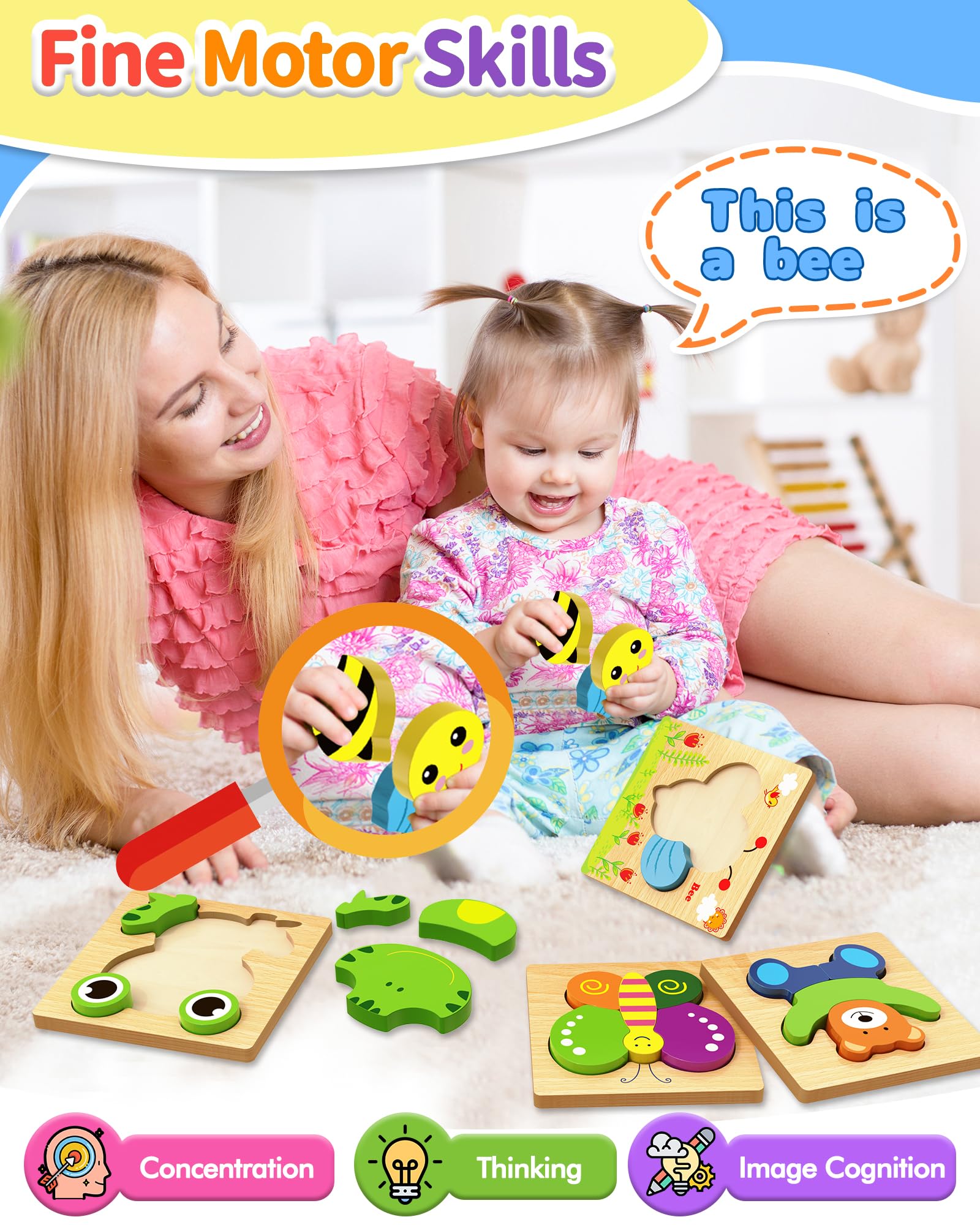 Bekayshad ladybug puzzle for toddlers supports shape recognition and imaginative play