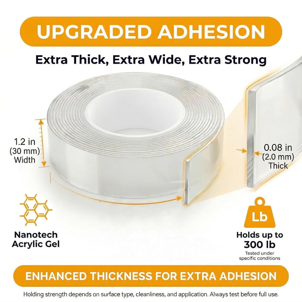 Bekhic clear nano gel tape applied to wall for precise adhesion.