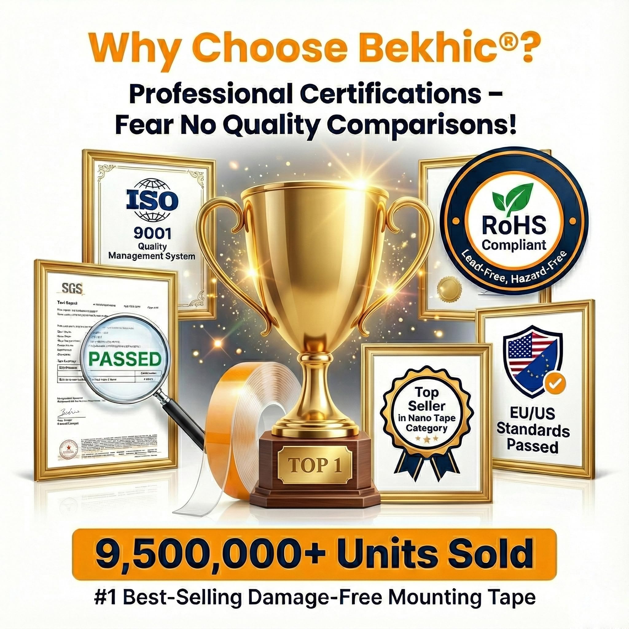 Bekhic renter-friendly removal on glass or tile with no residue.