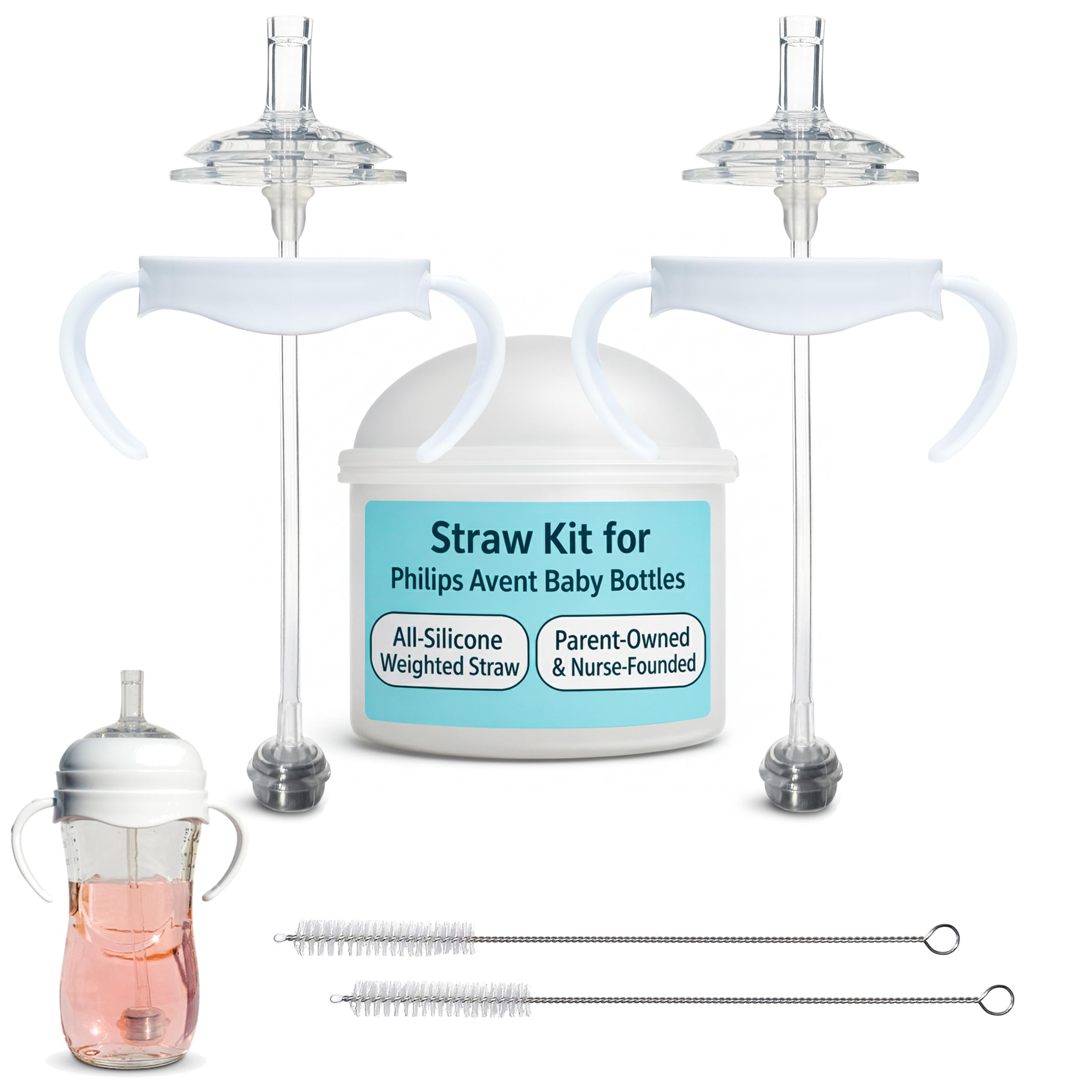 BelBeyo straw cup conversion kit for Philips Avent Natural bottles enables a smooth bottle-to-straw transition.