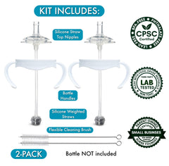 BelBeyo weighted silicone straw provides safe contact with drink for gentle sipping.