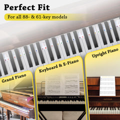 Belfort reusable piano note labels without sticky residue on keys