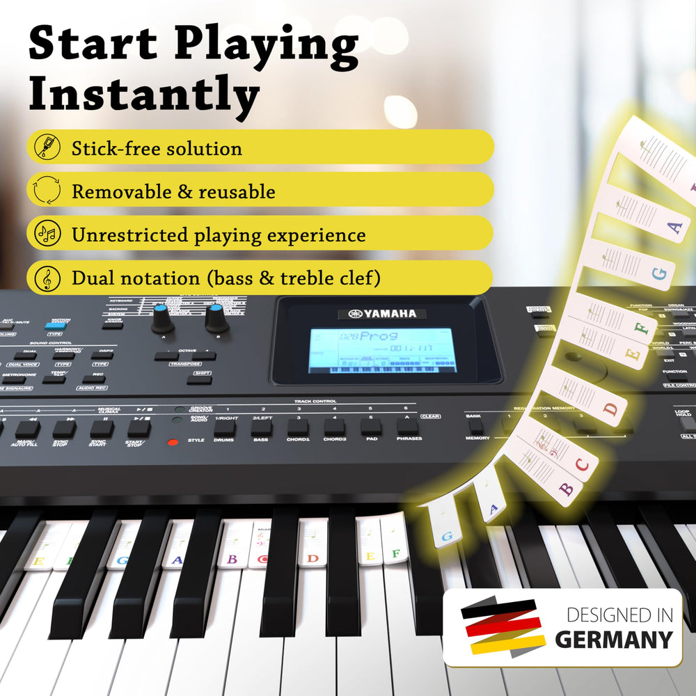 Belfort silicone note guide on piano keys helps quick key location