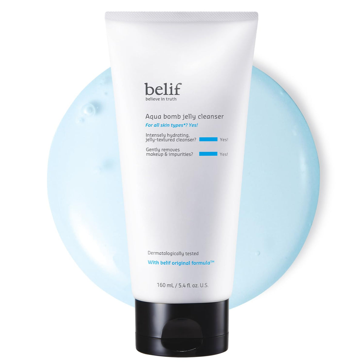belif Jelly Hydrating Deep Cleanser bottle shows premium packaging and branding