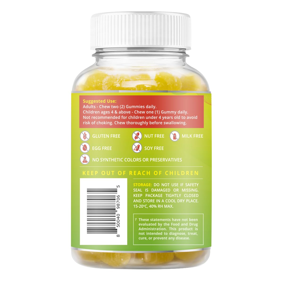 Pineapple flavored BeLive gummies on shelf, ideal for sleep support