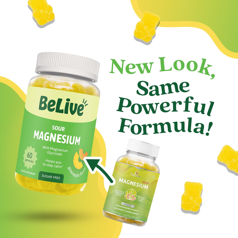 Close-up of BeLive gummies highlighting tangy pineapple flavor for snackable calm