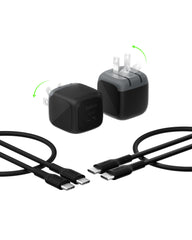 Belkin 45W USB-C charger block with foldable design for travel charging.