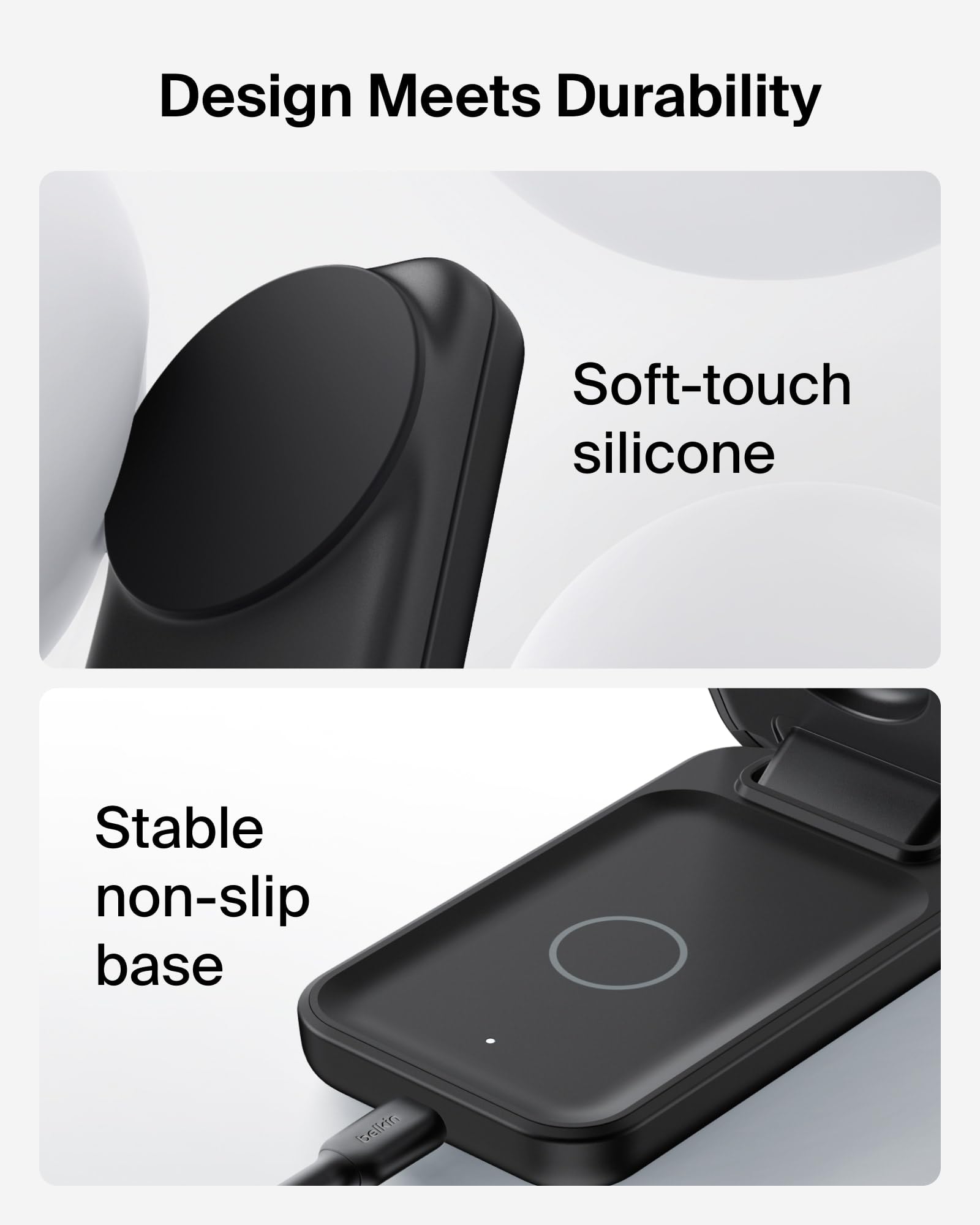 Apple Watch charging dock with adjustable angle on Belkin stand