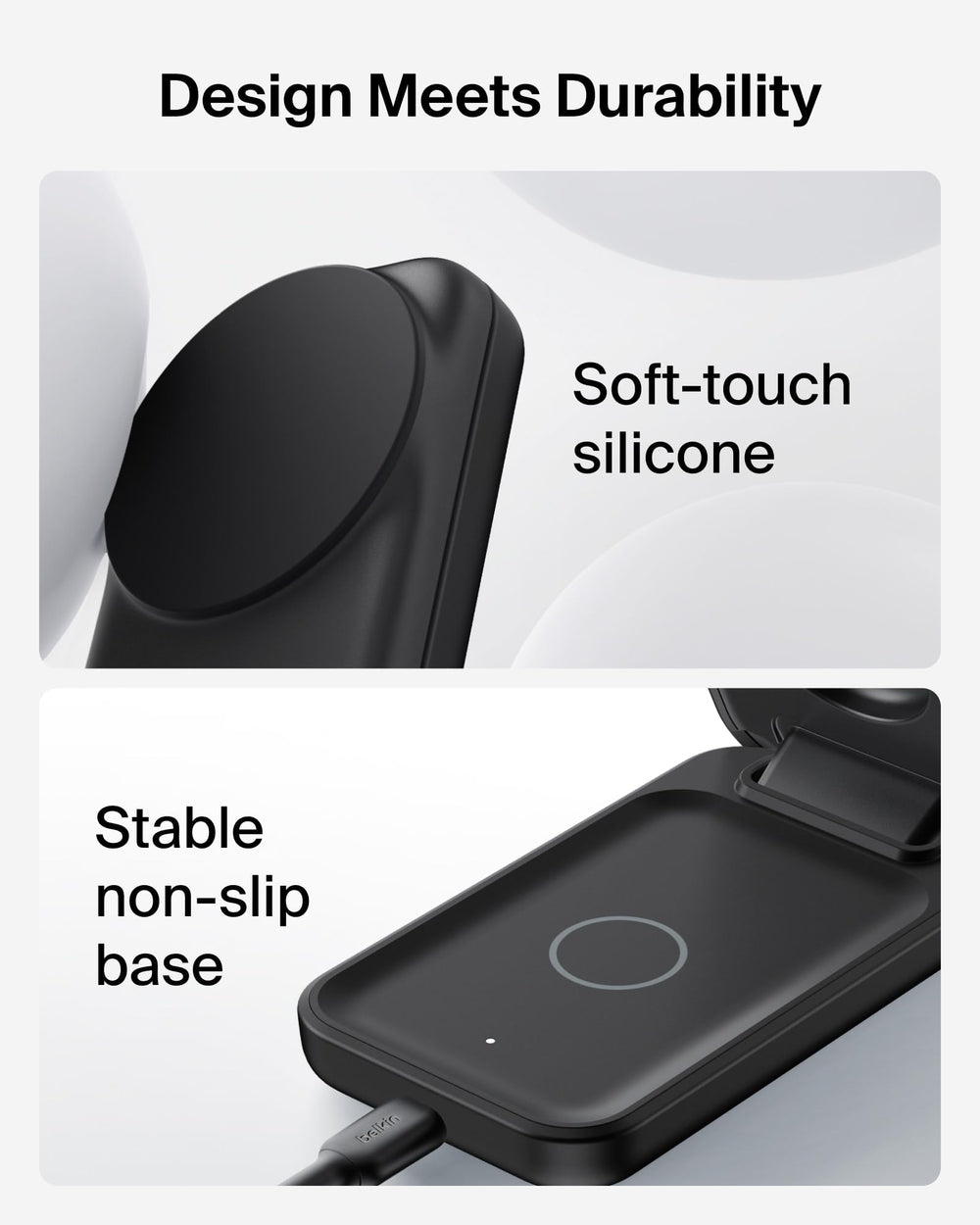 Apple Watch charging dock with adjustable angle on Belkin stand