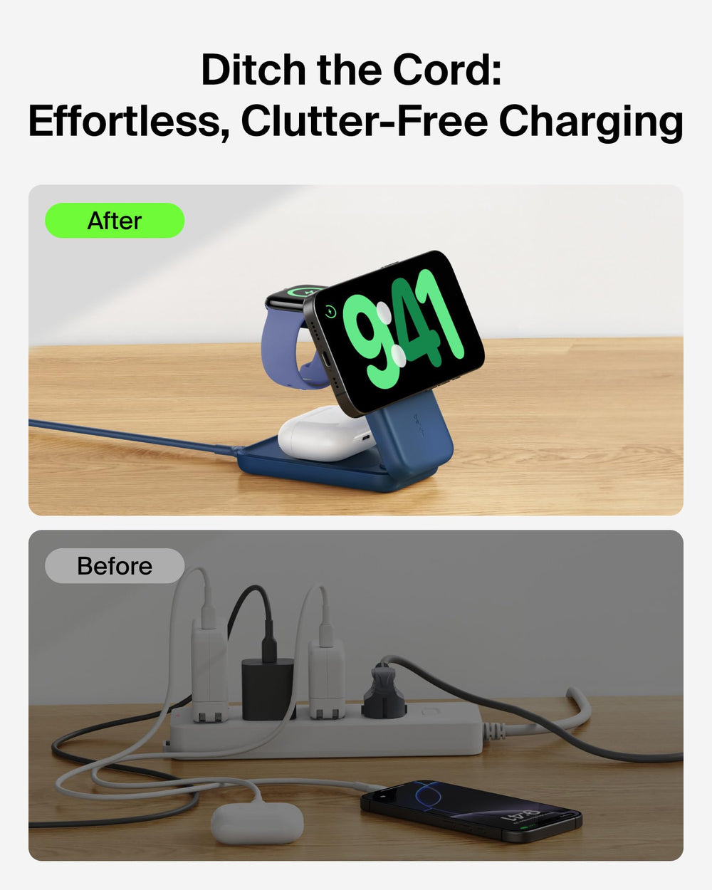 Belkin Apple Watch puck charges quickly with easy magnetic alignment.