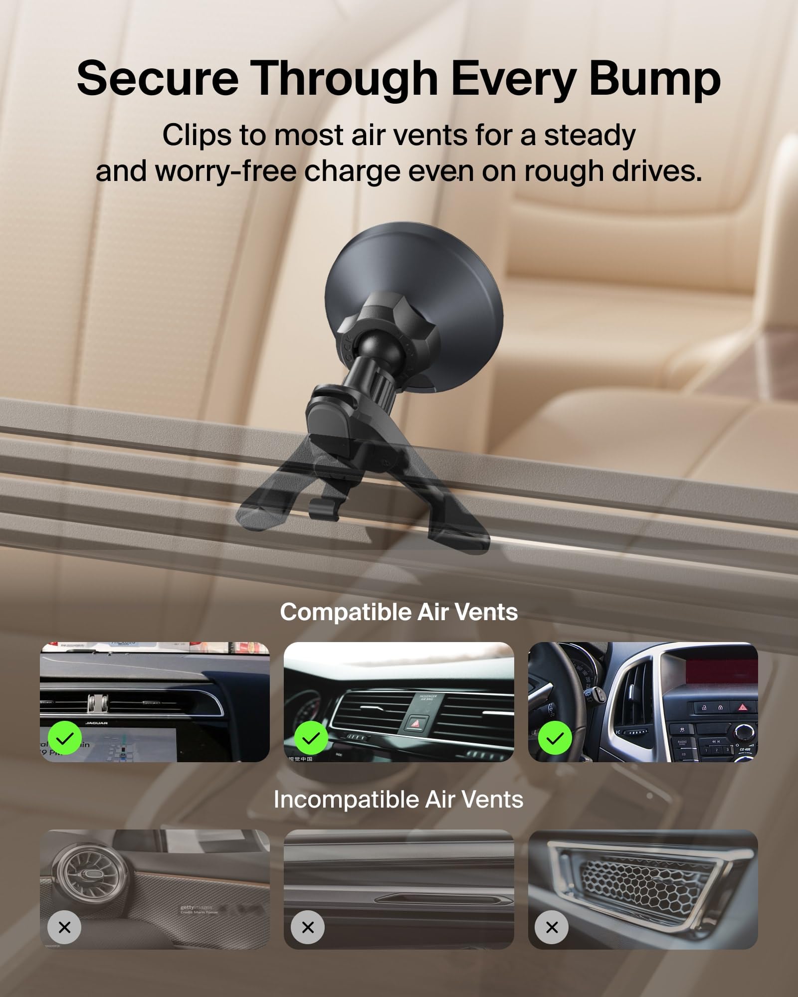 Belkin BoostCharge iphone landscape view supports media and calls while driving.