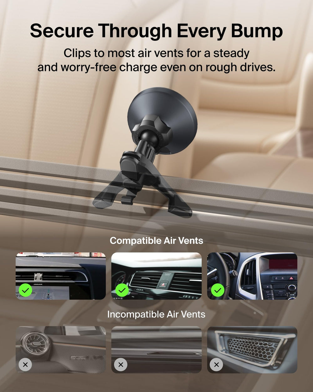 Belkin BoostCharge iphone landscape view supports media and calls while driving.