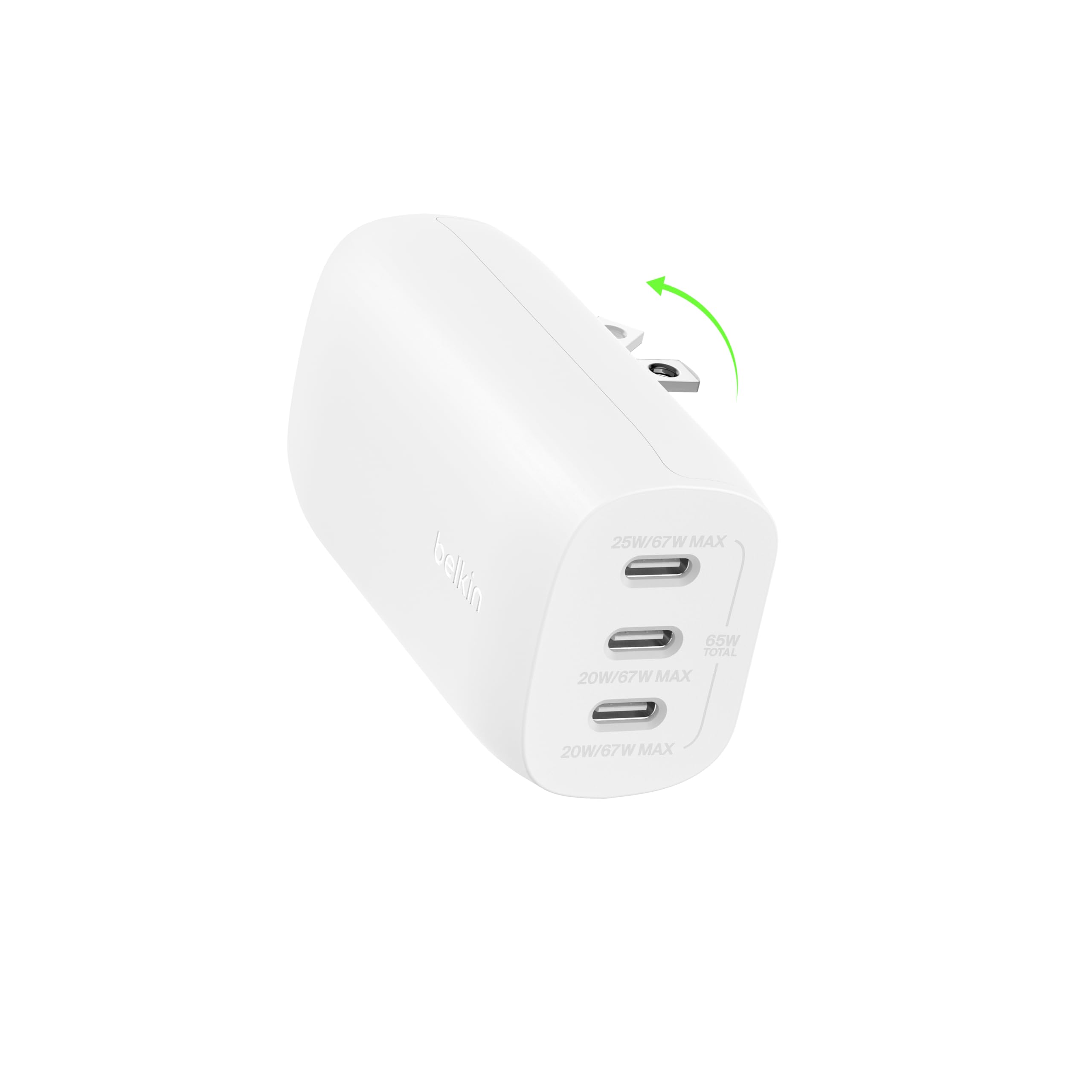 Plastic-free packaging for Belkin BoostCharge Pro 3-Port Charger.