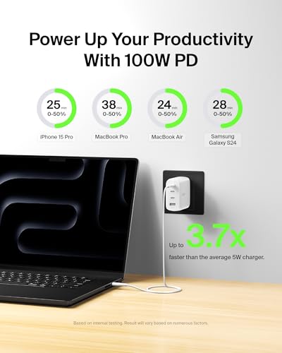 Belkin BoostCharge Pro GaN charger folded-pin travel view emphasizes compact portable design.