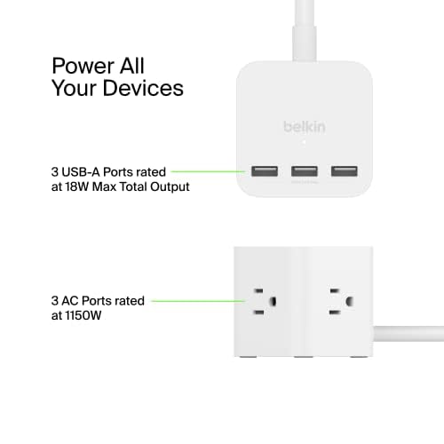 Belkin Power Cube with 3 USB-A ports for versatile charging options.