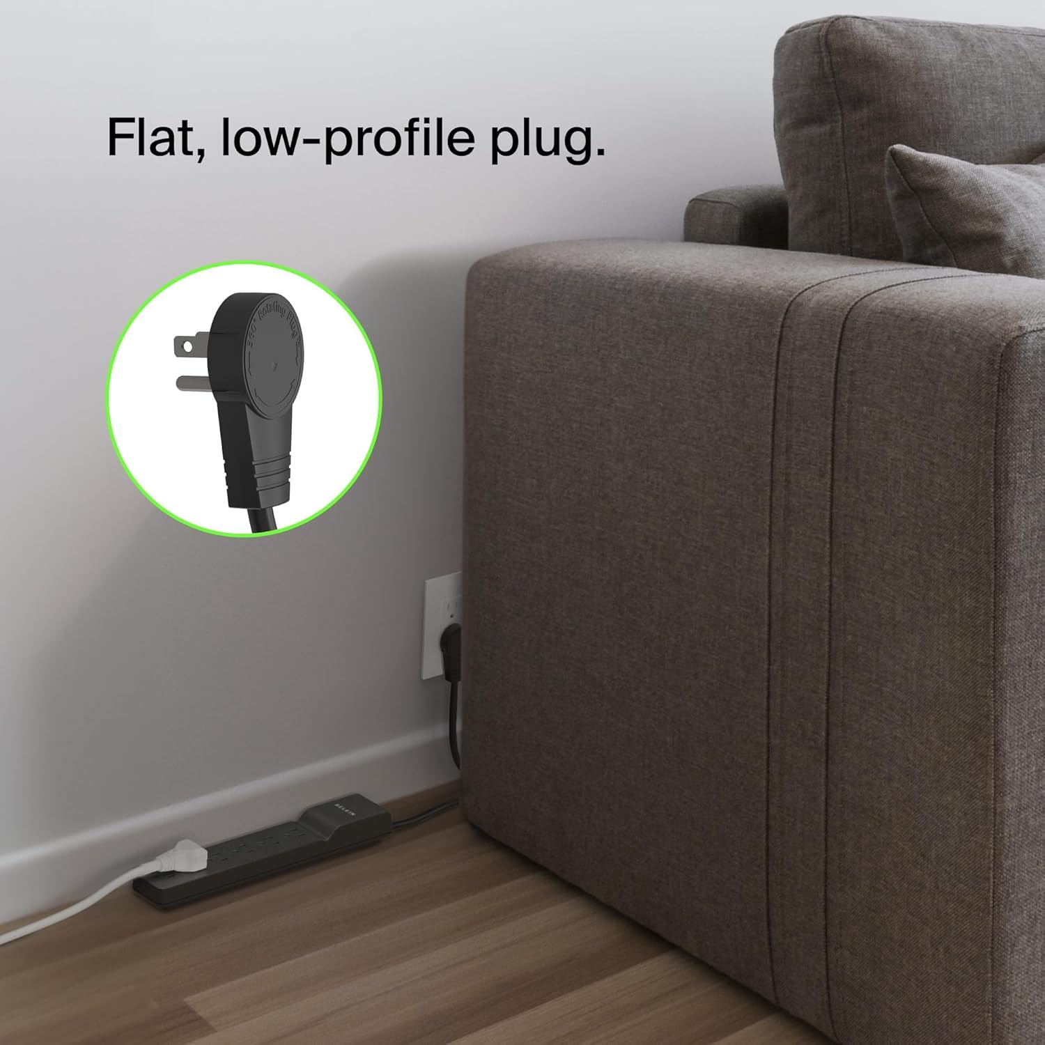 Belkin six-foot heavy-duty cord provides reach across a home office or entertainment area.
