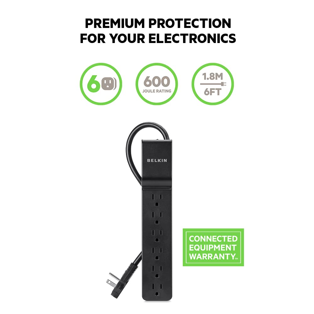 Belkin Power Strip rotating plug, 360-degree access for flexible wall outlet placement.