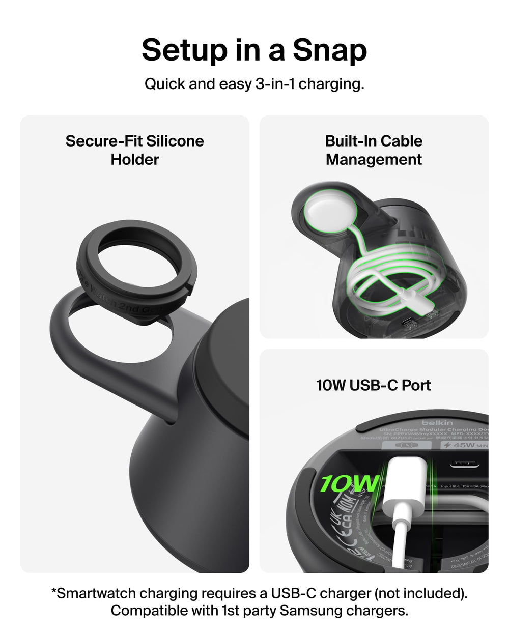 Belkin UltraCharge 3-in-1 charger supports iPhone 17 with fast charging.