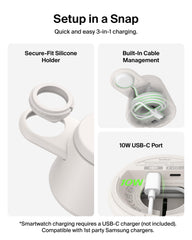 Belkin UltraCharge 3-in-1 dock charging phone and earbuds simultaneously.