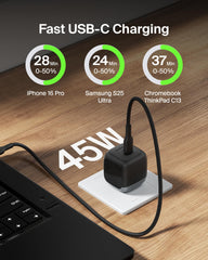 Belkin USB-C cable included for immediate charging of iPhone and other devices.
