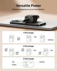 Belkin USB-C PD port delivers fast charging for laptops and phones.