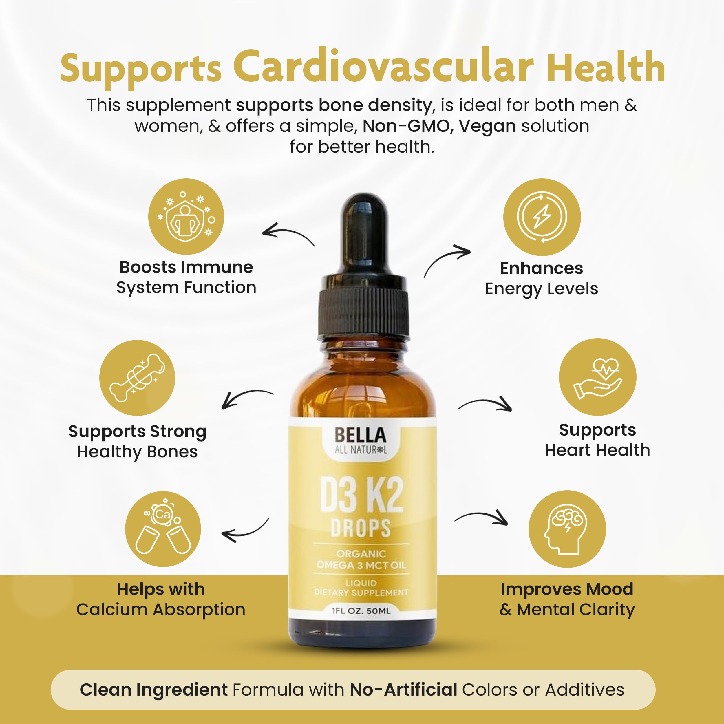 CompactBella All Natural D3 K2 Drops bottle highlighting travel-friendly packaging